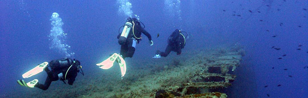 Divers on wreck of Zenobia